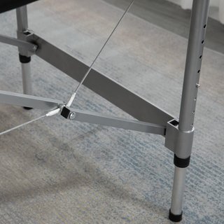 Cama de Masaje Portátil y Plegable de Aluminio y PU con Altura Ajustable y Asiento Acolchado, 186X71X62-83 Cm, Negro