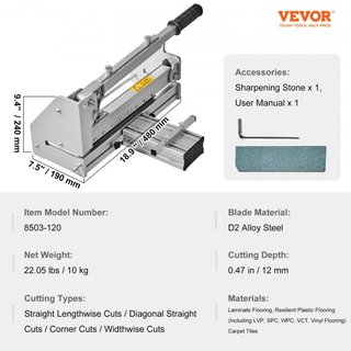 Cortadora de Suelo 330mm, Corta Lamas de Vinilo, Laminado, Madera Ingenierizada, Revestimiento, Profundidad de Corte de 12mm Corte Sin Esfuerzo y Fácil, Cortadora de Lamas de Vinilo para LVP, WPC,...