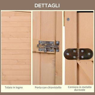 Caseta de Jardín de Madera con Techo Impermeable, Armario para Herramientas de Exterior con 2 Estantes, 75X56X115Cm, Color Madera