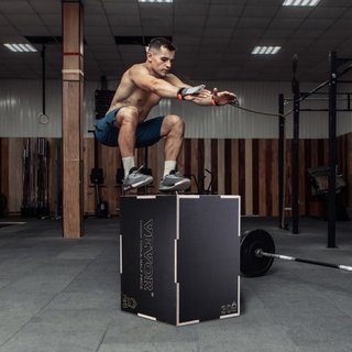 Caja de Salto Pliométrica 3 en 1, Caja de Plyo de Madera de 30/24/20 Pulgadas, Plataforma y Caja de Agilidad para Saltar, Caja de Ejercicio Antideslizante para Entrenamiento en Casa, Entrenamiento...