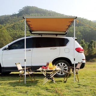 Tenda Laterale per Auto, Ampia Ombreggiatura di 4,6'x6,6' per Veicoli, Tenda Retrattile PU3000mm UV50+ con Borsa di Stoccaggio Impermeabile, Adatta per Camion, SUV, Furgoni, Camper