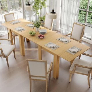 Mesa de Comedor Extensible para 4-6 Personas Diseño Plegable, Mesa Rectangular Extensible de 70-140Cm Ahorra Espacio con Patas Antideslizantes, para Comedor Sala de Estar, Color Efecto Madera