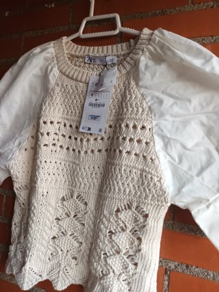 Blusa Zara Beige Talla S