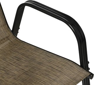 Set de 4 Sillas de Jardín Apilables y Ahorra Espacio, Sillas de Exterior con Brazos de Metal y Tejido Transpirable, Marrón