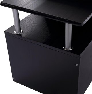 Scrivania Moderna per Computer con Cassetti, Ripiani e Tastiera Rimovibile, Scrivania da Ufficio per Casa in Legno Nero 152X60X88Cm