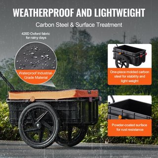 Remolque de Carga para Bicicleta, Capacidad de Carga de 88 lbs/39.9 kg, Carro de Bicicleta de Alta Resistencia, Almacenamiento Compacto Plegable con Enganche Universal, Cubierta Impermeable, Rueda...