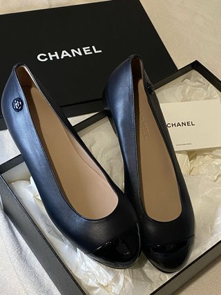 Ballerine Chanel Pelle Nera e Blu