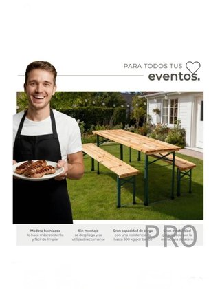 Conjunto de mesa y bancos para exterior SISSI 170cm