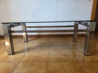 Mesa de centro cristal y metal