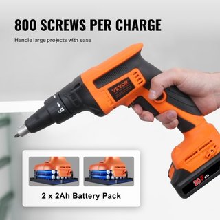 Taladro de Tornillos para Paneles de Yeso, Taladro de Tornillos para Paneles de Yeso de 20V Max, Kit de Taladro de Paneles de Yeso Inalámbrico sin Escobillas de 4200RPM con 2 Baterías, Cargador, C...