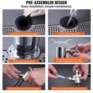 Kit de Torre de Kegerator, Kit de Conversión de Cerveza de Un Solo Grifo, Dispensador de Torre de Cerveza de Acero Inoxidable con Regulador de Doble Medidor W21.8 y Acoplador de Barril de Sistema ...