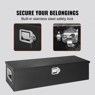 Caja de Herramientas de Aluminio de Alta Resistencia para Cama de Camión, Caja de Herramientas de Placa de Diamante con Mango Lateral y Llaves de Bloqueo, Caja Organizadora de Herramientas para Pi...