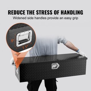 Caja de Herramientas de Aluminio de Alta Resistencia para Cama de Camión, Caja de Herramientas de Placa de Diamante con Mango Lateral y Llaves de Bloqueo, Caja Organizadora de Herramientas para Pi...