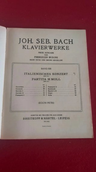 J.S. Bach Klavierwerke Busoni-Ausgabe Breitkopf