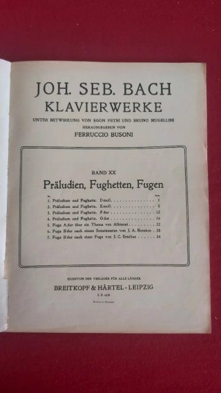 J.S. Bach Klavierwerke Busoni-Ausgabe Breitkopf