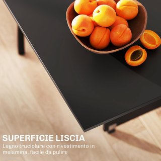Mesa de Comedor Plegable, Mesa de Cocina Plegable para 6 Personas, Escritorio Plegable Ahorra Espacio con 2 Estantes Abiertos y Ruedas con Freno, para Sala de Estar, Oficina, 140X75X74Cm, Negro