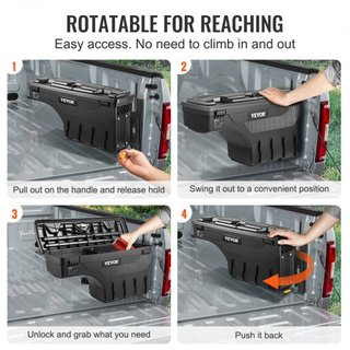 Caja de Almacenamiento para Cama de Camión, Tapa Cerrable, Caja de Herramientas de ABS Impermeable para Rueda de 6.6 Gal/20 L, Compatible con Chevrolet Silverado 1500 GMC Sierra 1500 2019-2020, La...