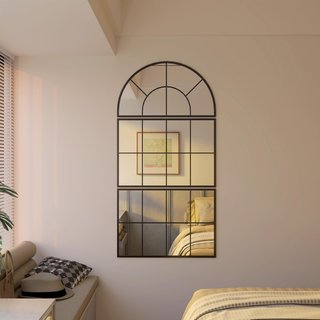 Espejo De Pared Moderno En Forma De Arco, Para Dormitorio, Entrada Y Sala De Estar, 3 Ganchos, 76 X 43 Cm, Negro