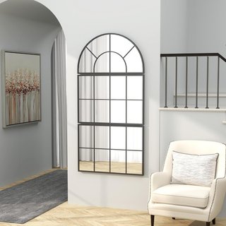 Espejo De Pared Moderno En Forma De Arco, Para Dormitorio, Entrada Y Sala De Estar, 3 Ganchos, 76 X 43 Cm, Negro