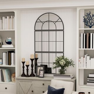 Espejo De Pared Moderno En Forma De Arco, Para Dormitorio, Entrada Y Sala De Estar, 3 Ganchos, 76 X 43 Cm, Negro