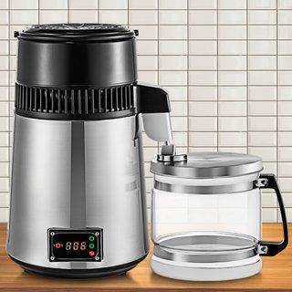 Máquina Destiladora de Agua Plateada 750W Destilador de Agua de Temperatura Ajustable Set de Elaboración de Vino de 4L Kit de Elaboración Destilador de Acero Inoxidable con Temperatura Ajustable p...