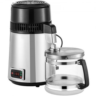 Máquina Destiladora de Agua Plateada 750W Destilador de Agua de Temperatura Ajustable Set de Elaboración de Vino de 4L Kit de Elaboración Destilador de Acero Inoxidable con Temperatura Ajustable p...