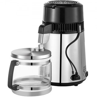 Máquina Destiladora de Agua Plateada 750W Destilador de Agua de Temperatura Ajustable Set de Elaboración de Vino de 4L Kit de Elaboración Destilador de Acero Inoxidable con Temperatura Ajustable p...