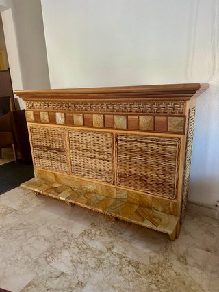 Aparador Bar Piedra, Mimbre y Madera rattan