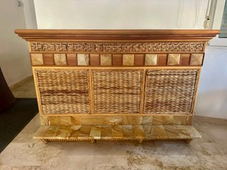 Aparador Bar Piedra, Mimbre y Madera rattan