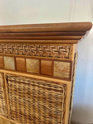 Aparador Bar Piedra, Mimbre y Madera rattan
