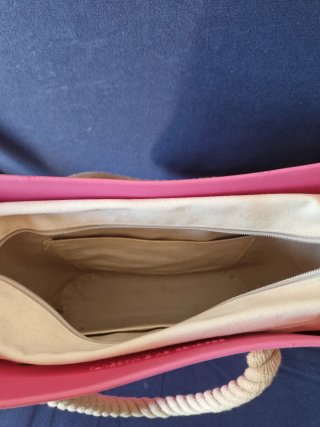 Borsa O bag fucsia con manici in corda e ricambi