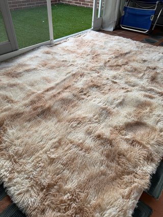 Alfombra Pelo Largo 155x210 cm Beige Crema