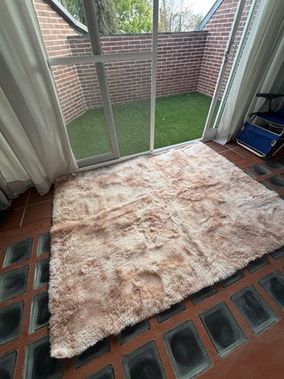 Alfombra Pelo Largo 155x210 cm Beige Crema