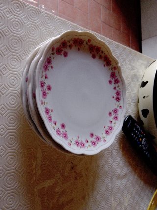 6 piatti porcellana decorati fiori rosa