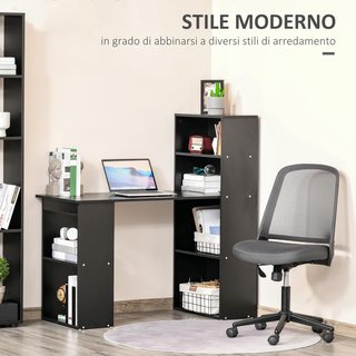 Escritorio de PC de Madera con 6 Estantes Laterales, 120X55X120 Cm, Negro