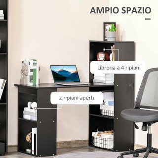 Escritorio de PC de Madera con 6 Estantes Laterales, 120X55X120 Cm, Negro