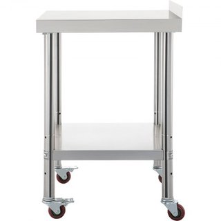 Mesa de Preparación de Acero Inoxidable, 36 x 24 x 35 Pulgadas, Capacidad de Carga de 440lbs Mesa de Trabajo de Metal de Alta Resistencia con Respaldo Estante Inferior Ajustable y 4 Ruedas, Estaci...