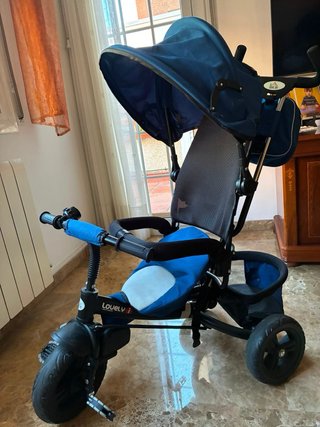 Triciclo Carrito Paseo Azul con Sombrilla
