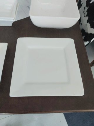 Vajilla porcelana blanca cuadrada