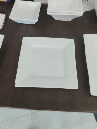 Vajilla porcelana blanca cuadrada