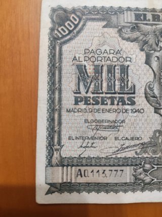 Billete 1000 pesetas 1940 Murillo