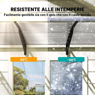 Toldo Exterior 303X96Cm, Toldo de Policarbonato y Aluminio para Balcón, Ventanas y Puertas, Transparente