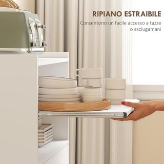 Carro Microondas Con Ruedas, Credenza de Cocina Con Cajón, Superficie para Electrodomésticos, Armario de 2 Puertas, Estante Extraíble y Estante Abierto, Carrito de Cocina para Sala de Estar, 59X40...