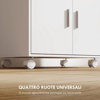 Carro Microondas Con Ruedas, Credenza de Cocina Con Cajón, Superficie para Electrodomésticos, Armario de 2 Puertas, Estante Extraíble y Estante Abierto, Carrito de Cocina para Sala de Estar, 59X40...