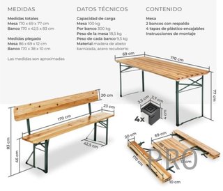 Conjunto de mesa y bancos