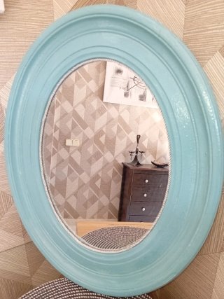 Espejo Ovalado Turquesa Madera