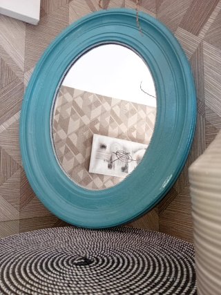 Espejo Ovalado Turquesa Madera