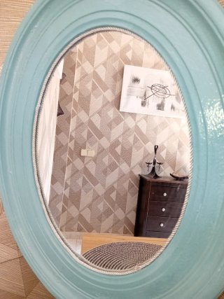 Espejo Ovalado Turquesa Madera
