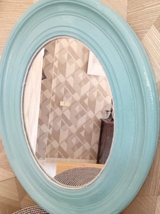 Espejo Ovalado Turquesa Madera