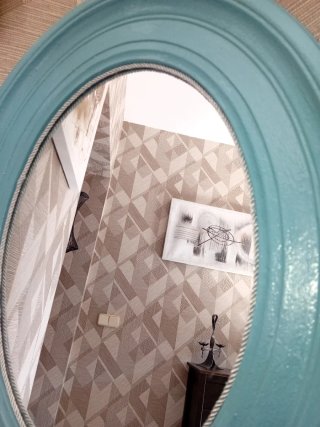 Espejo Ovalado Turquesa Madera